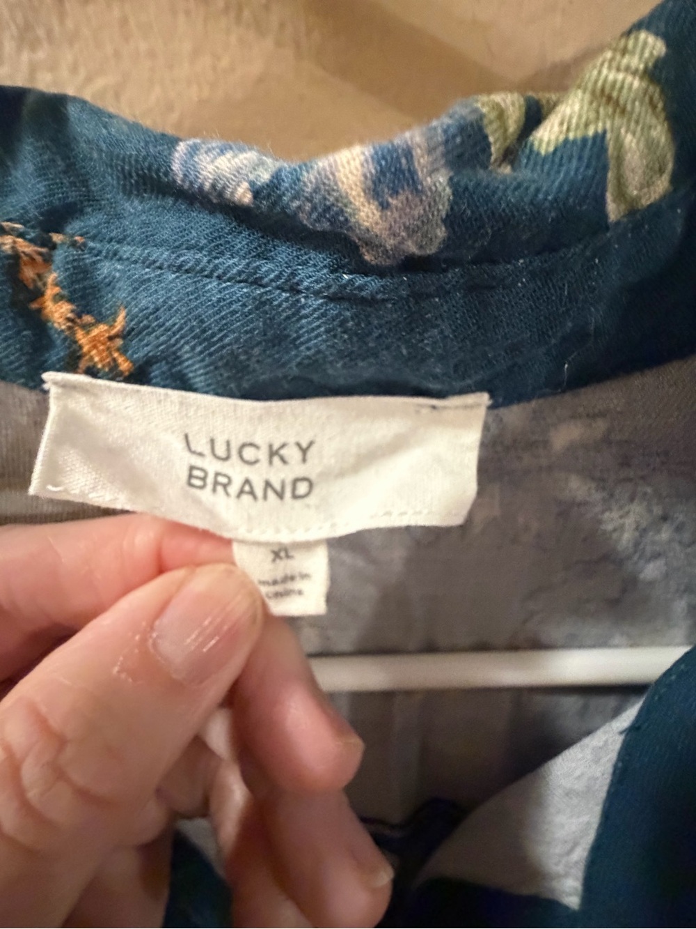 Lucky Brand Floral Button-Front Maxi Dress in Teal size XL - Picture 4 of 5
